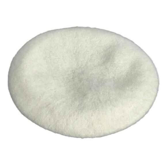 Women's Cream 100% Wool Beret w/ Black, Cream & Gold Decorative Band - Picture 1 of 4